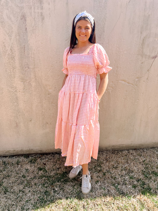 Pink Plaid Maxi Dress